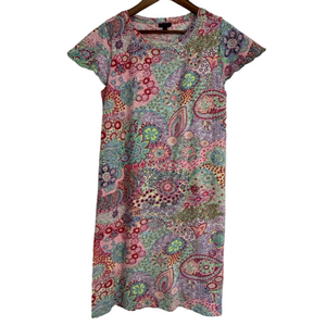 Talbots Women’s Paisley Shift Dress Short Sleeve Size Medium